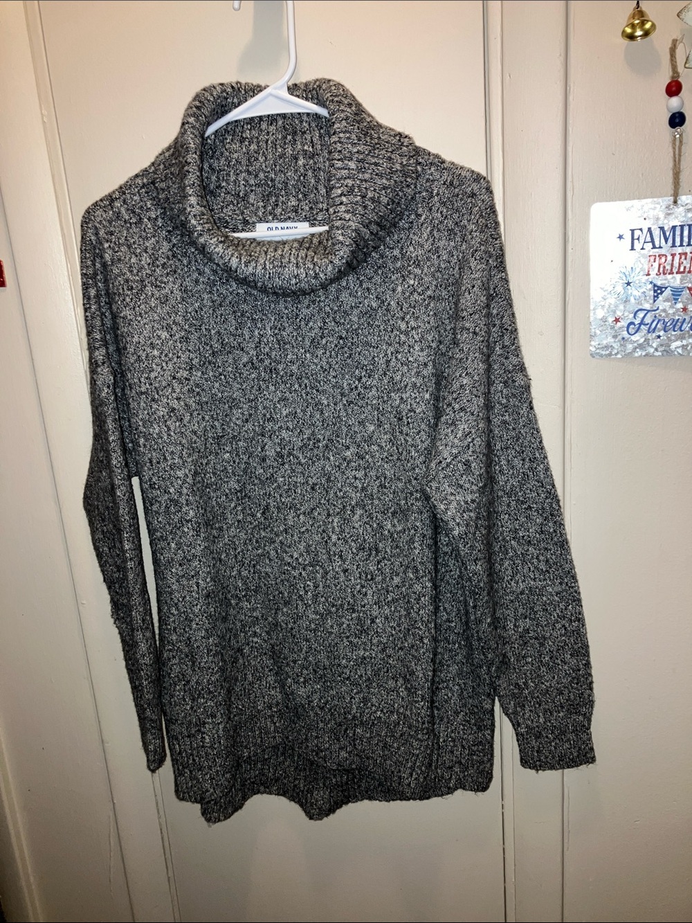 Old Navy Gray Marled Cowl Neck LS Sweater Large